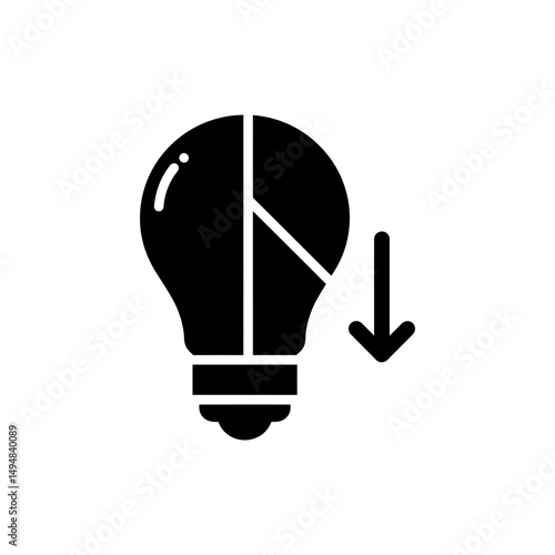 Light Bulb Dimming with Arrow Indicating Decrease in Light