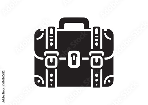 Briefcase Icon. Briefcase Silhouette Black Vector White Background Illustration