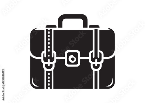 Briefcase Icon. Briefcase Silhouette Black Vector White Background Illustration
