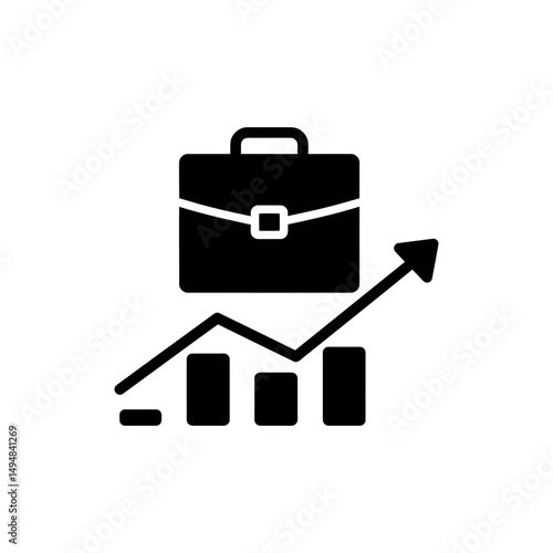 фотографія Briefcase Growth Icon, Rising Business Symbol, Financial Progress Illustration,