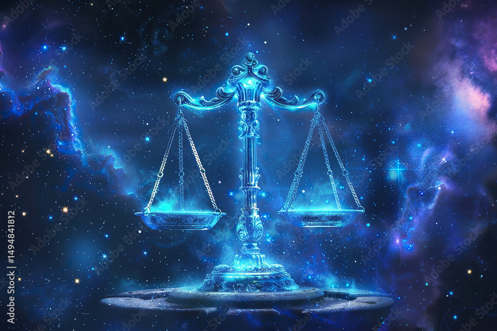 Abstract composition with concept of Libra zodiac sign symbol Abstract composition with concept of Libra zodiac sign symbol