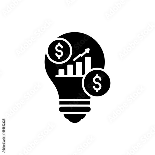 Light Bulb with Dollar and Chart Icon for Financial Ideas