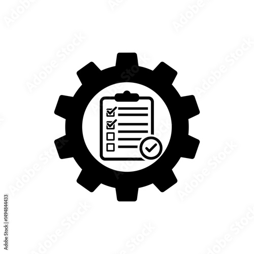 Checklist Inside Gear Representing Productivity and Task Management