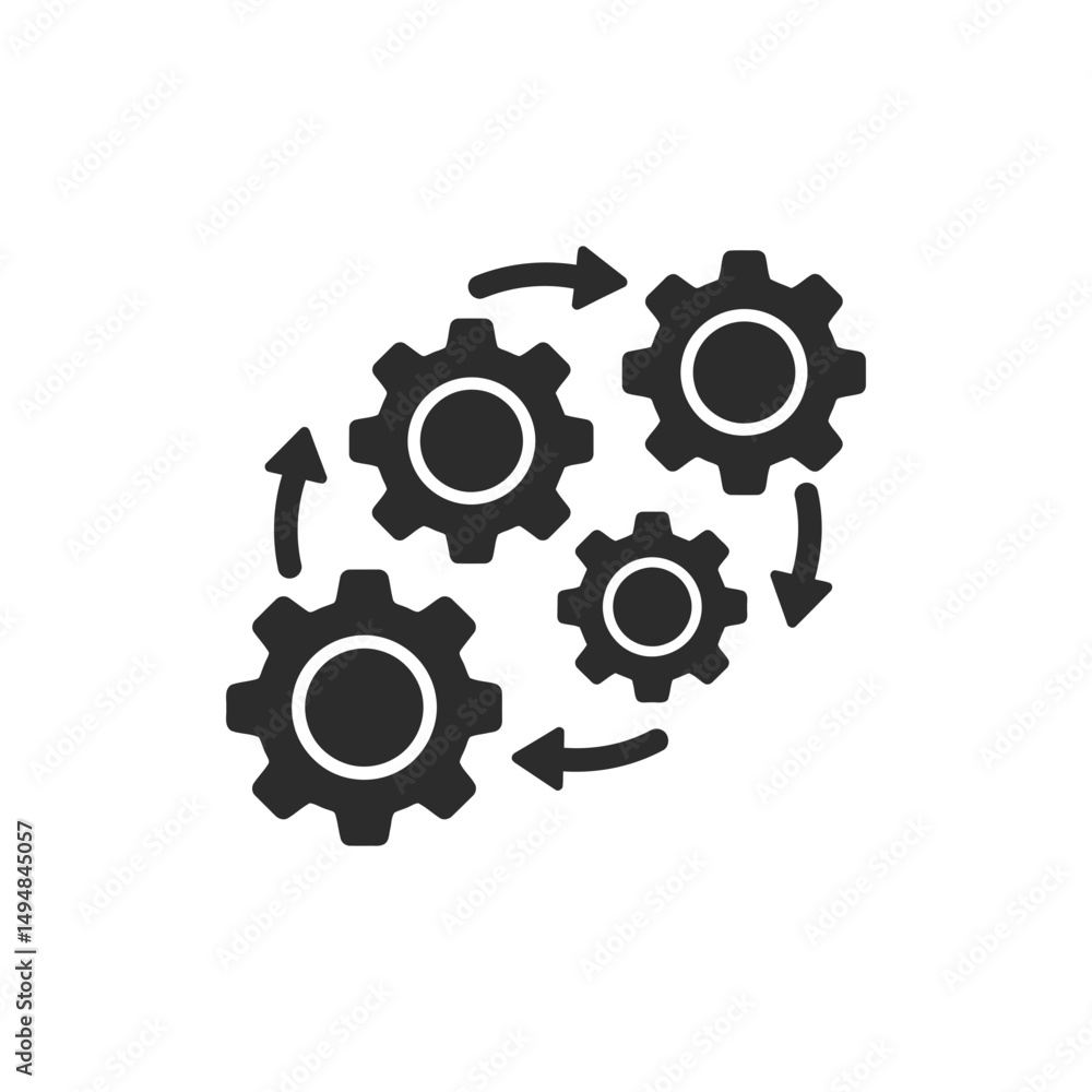 Gears in Circle for Teamwork and Planning Symbol for Business Gears in Circle for Teamwork and Planning Symbol for Business