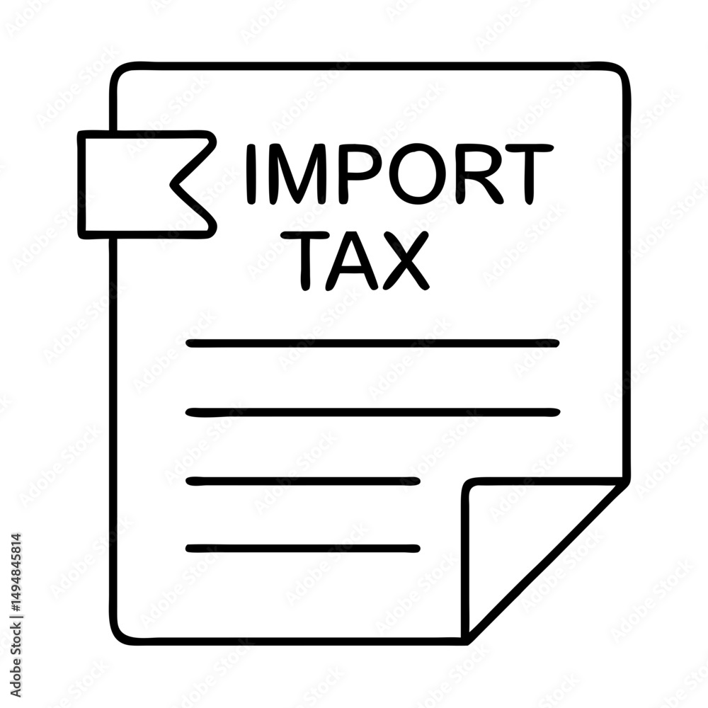 Import tax form icon. Simple import tax form design with lines and bookmark. Clear import tax form illustration ideal for websites, infographics, and presentations related to customs tariff increase. Import tax form icon. Simple import tax form design with lines and bookmark. Clear import tax form illustration ideal for websites, infographics, and presentations related to customs tariff increase.