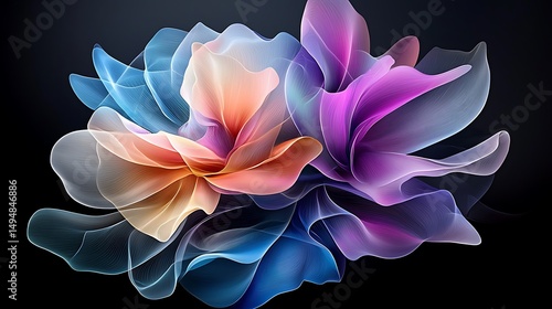 brightly colored petals of a flower on a black background