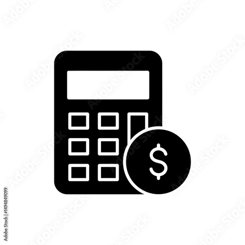 Digital Calculator Icon with Money for Financial Calculations