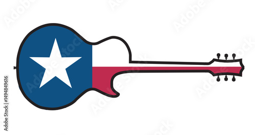 Guitar Outline With Texan State Flag