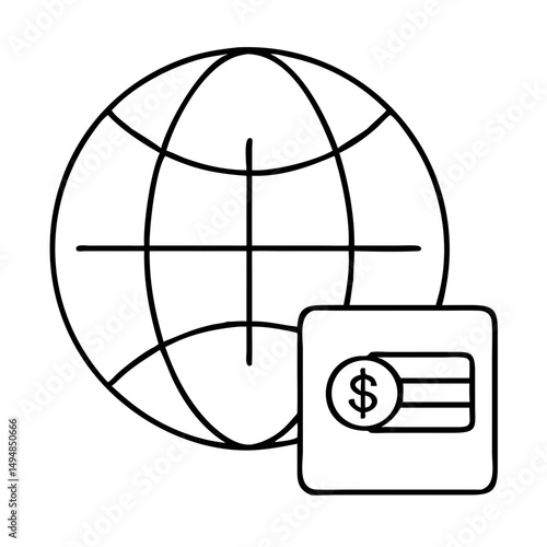 Customs Tariff Increase Icon with Globe and Currency Symbol for Trade Analysis, Economic Reports, Financial Websites, and Business Education