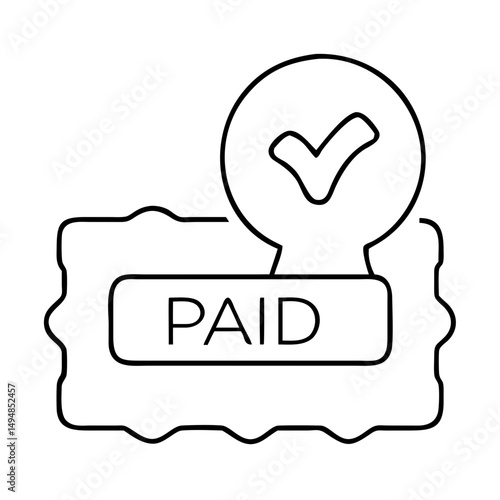 Customs Duty Paid Stamp Icon in Simple Monochrome Design for Tariff Awareness, Import Regulations, Legal Documentation, and Financial Blogs