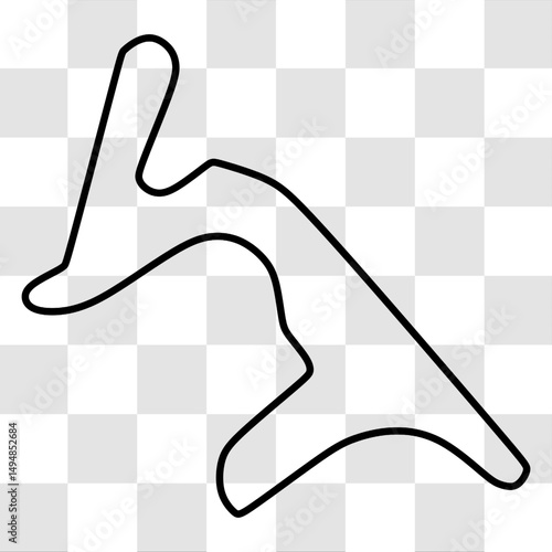 Termas de Rio Hondo International Circuit. Motorsport race track vector map with racing flag background