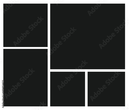Templates collage five frames photos. stock illustration