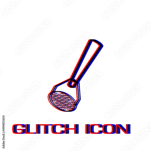 Potato masher icon flat. Simple pictogram - Glitch effect. Vector illustration symbol