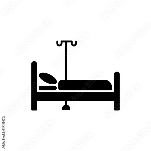 Bed with IV Stand Icon for Medical Care