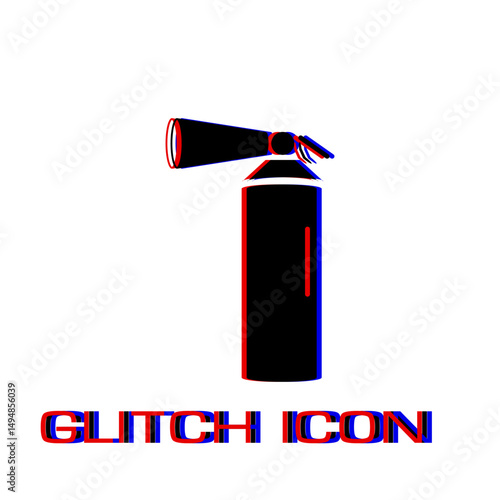 Fire extinguisher icon flat. Simple pictogram - Glitch effect. Vector illustration symbol