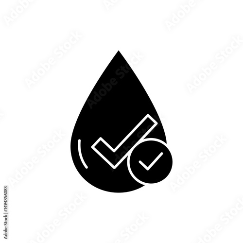 Blood Test Icon with Drop and Check Representing Medical Testing and Health Care
