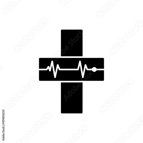 ECG Printout Long Strip Icon for Heart Diagnostics and Medical Records