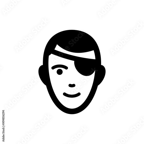 Face Icon with Eye Patch, Representing Eye Injury or Surgery