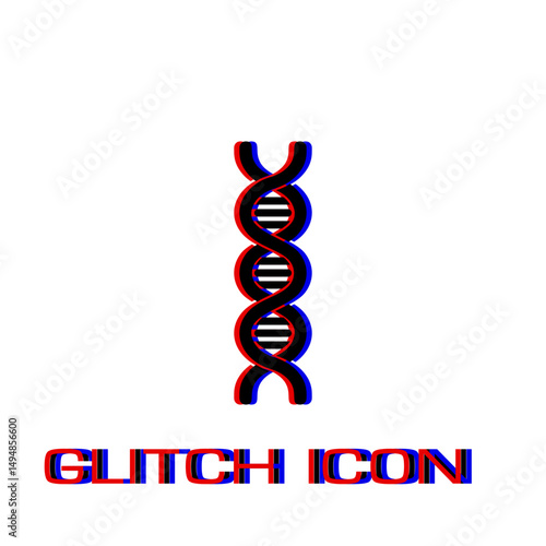 Vector DNA icon flat. Simple pictogram - Glitch effect. Vector illustration symbol