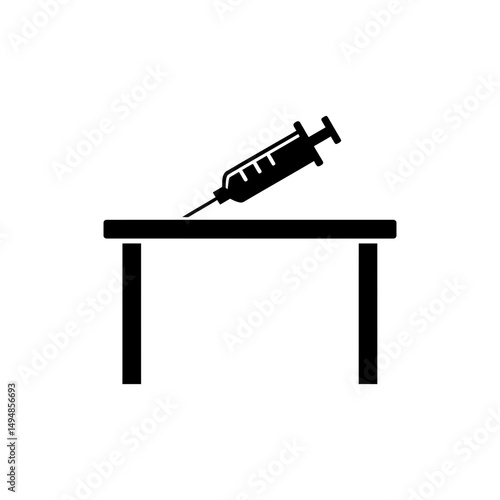 Hospital Syringe on Desk Icon for Medical Procedures
