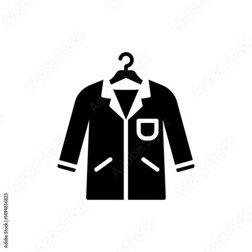 Lab Coat Hanging on a Hanger Ready for Use in Medical Setting