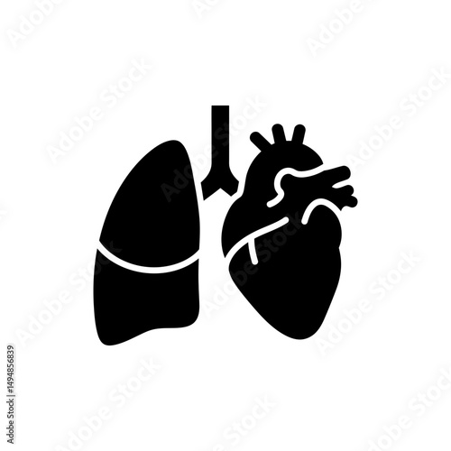 Lungs and Heart Combo Icon for Medical and Health Illustration