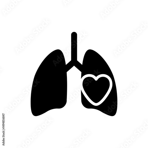 Lungs with Heart Inside Icon for Medical Illustration and Health Education