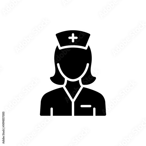 Female Nurse Icon with Visible Cap for Medical Care