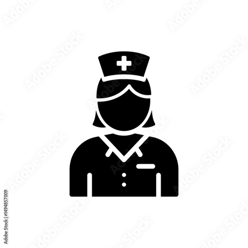Nurse with Cross Hat Icon Representing Healthcare Worker