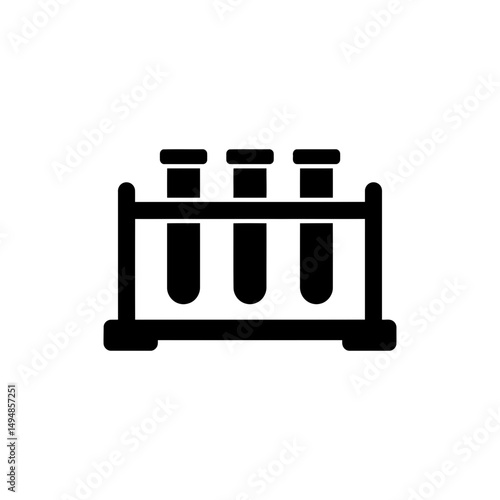 Test Tube Rack Filled with Tubes for Laboratory and Science Use