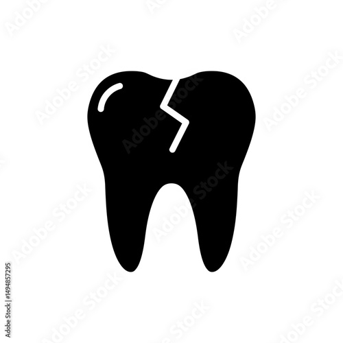 Tooth Icon with Crack Line for Dental Health Issues