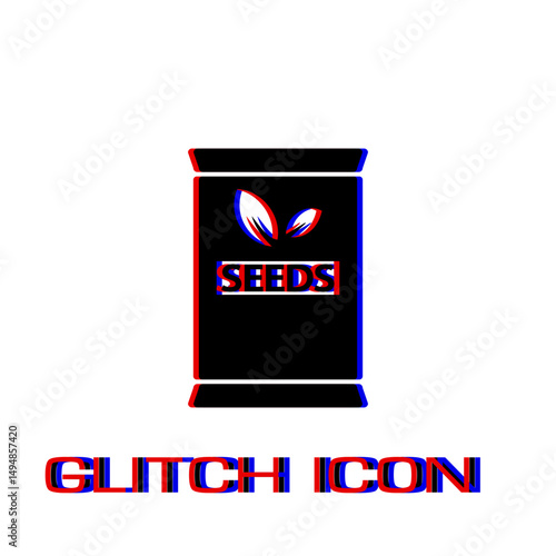 Seed sack icon flat. Simple pictogram - Glitch effect. Vector illustration symbol