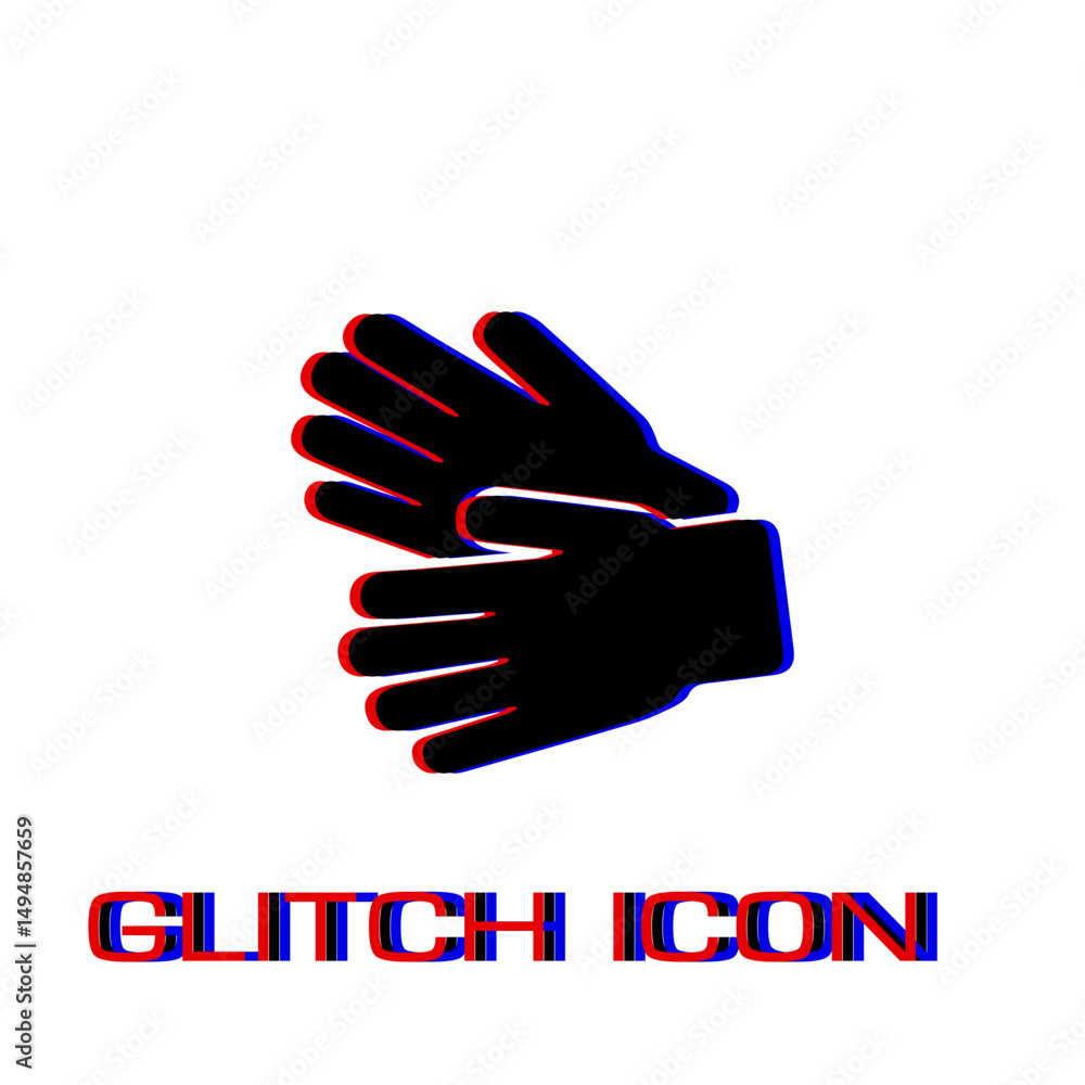 Obraz premium Garden Gloves icon flat. Simple pictogram - Glitch effect. Vector illustration symbol