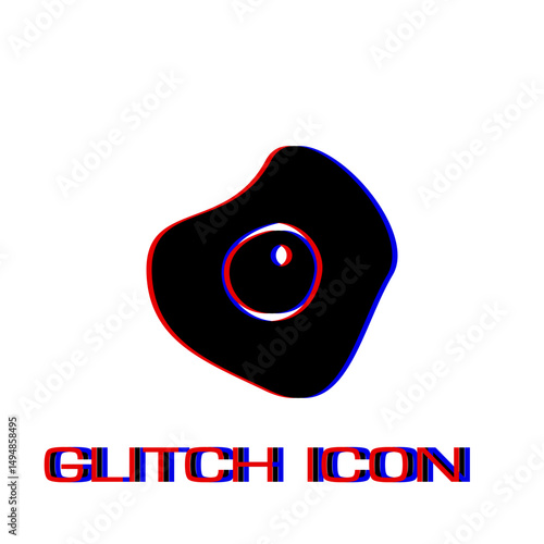Fried egg icon flat. Simple pictogram - Glitch effect. Vector illustration symbol