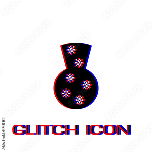 Pottery Vase icon flat. Simple pictogram - Glitch effect. Vector illustration symbol
