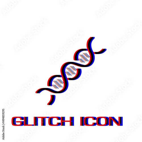 DNA icon flat. Simple pictogram - Glitch effect. Vector illustration symbol