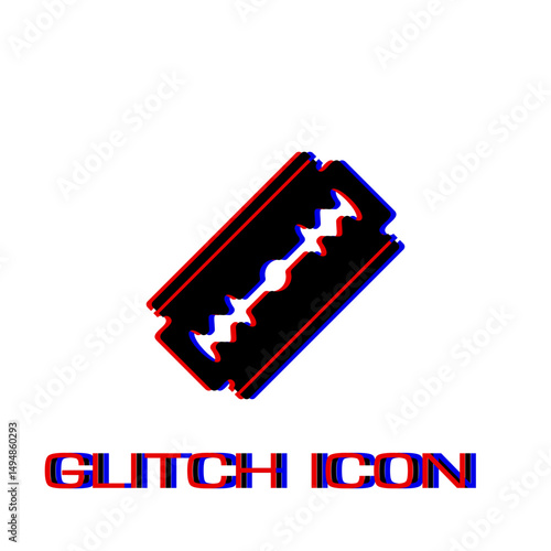 Razor icon flat. Simple pictogram - Glitch effect. Vector illustration symbol