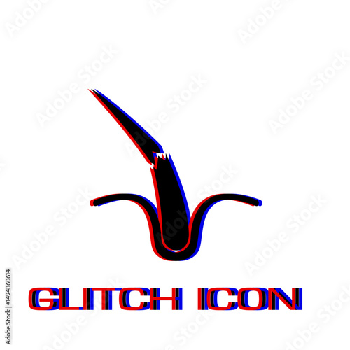 Hair bulb icon flat. Simple pictogram - Glitch effect. Vector illustration symbol