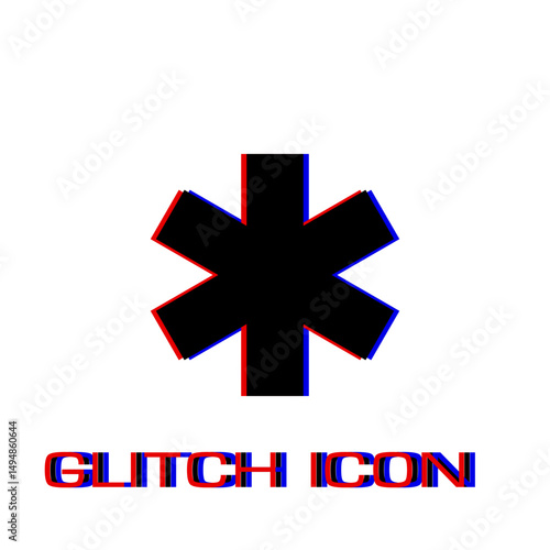 Medical icon flat. Simple pictogram - Glitch effect. Vector illustration symbol