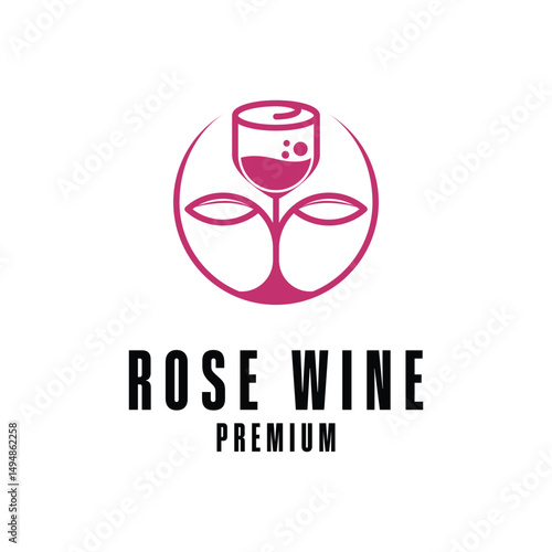 rose wine logo design concept creative idea