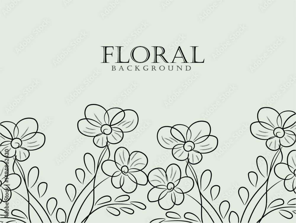 Elegant Simple Line Art Floral Background Design Elegant Simple Line Art Floral Background Design