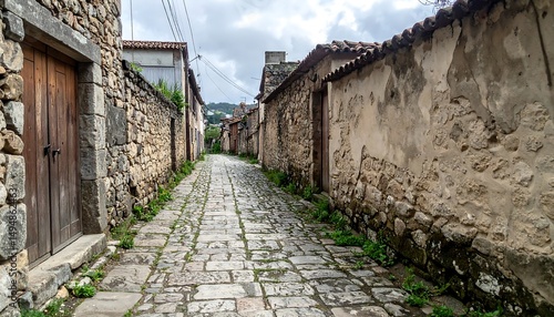 Wallpaper Mural Cobblestone Lane Charming Rustic Village Street. Torontodigital.ca