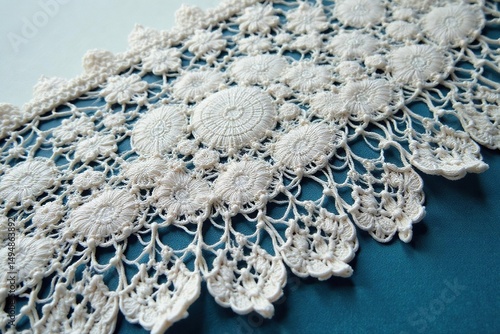 Intricate floral lace doily, delicate texture , fabric, romantic, crochet