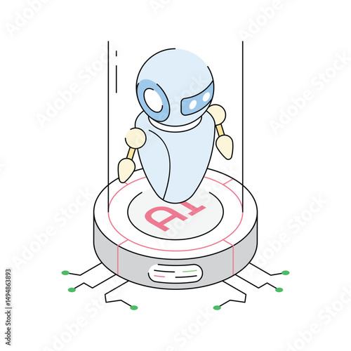 Grab this isometric outline icon of ai bot