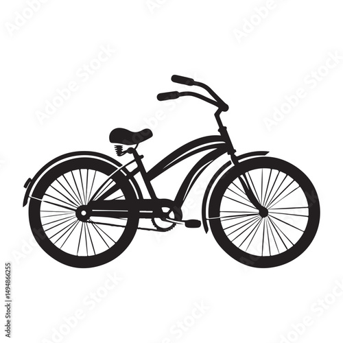 Beach Cruiser isolated vector black silhouette