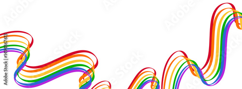Colorful rainbow wave LGBT pride month background decoration border design 