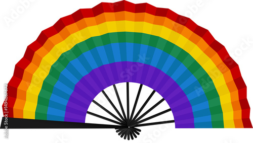 Rainbow color hand fan  pride month symbol, decoration element  