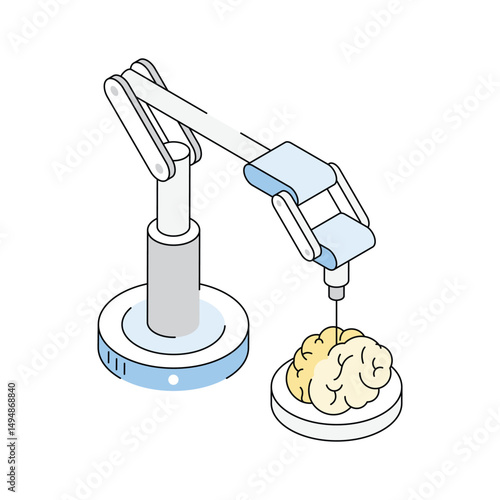 A captivating isometric style icon showing organ printing machine