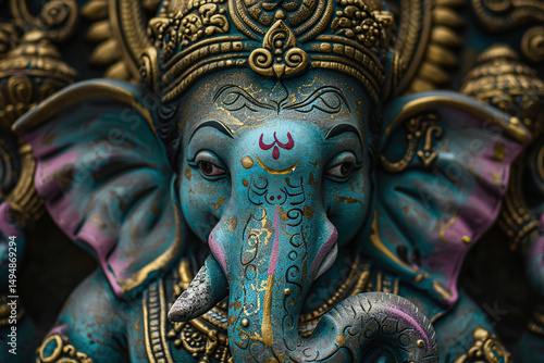 Wallpaper Mural Bright holiday composition for happy Ganesh Chaturthi, abstract vivid composition consists of fictional unreal fantastic vision on background Torontodigital.ca