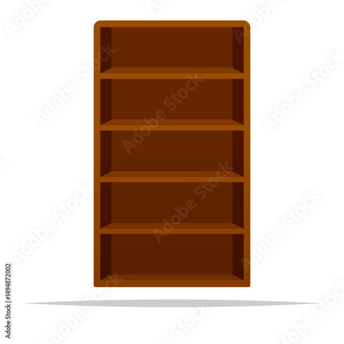 Empty wooden bookcase vector isolated illustration